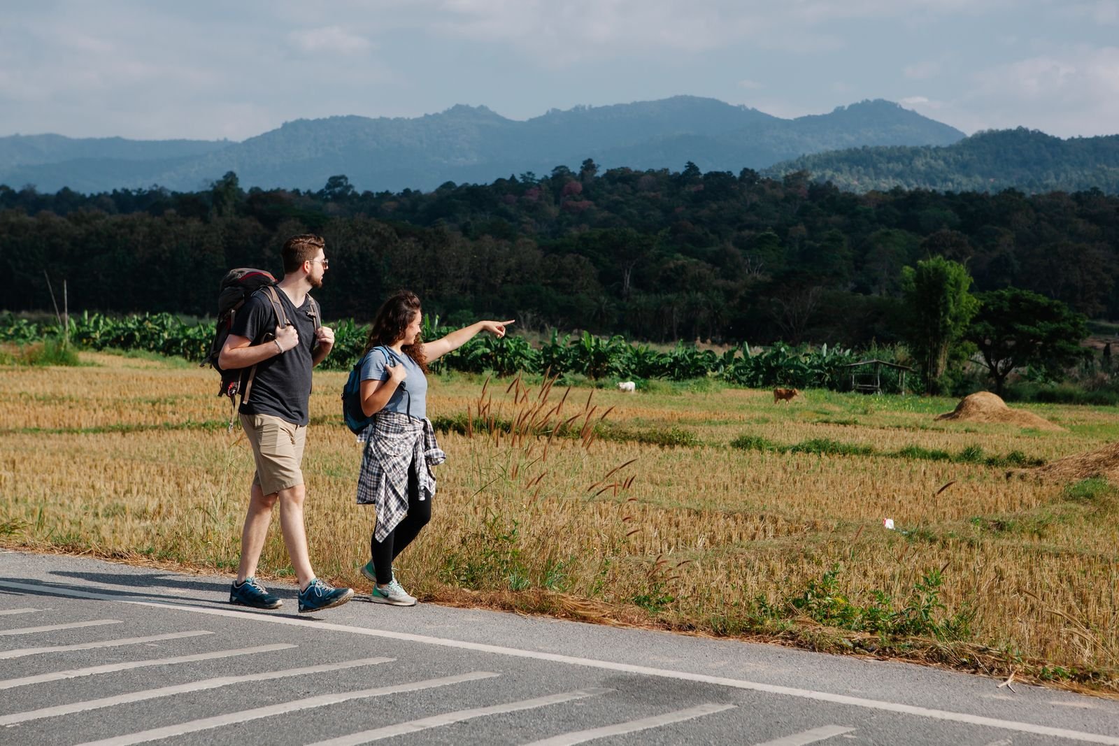 A couple exploring the countryside